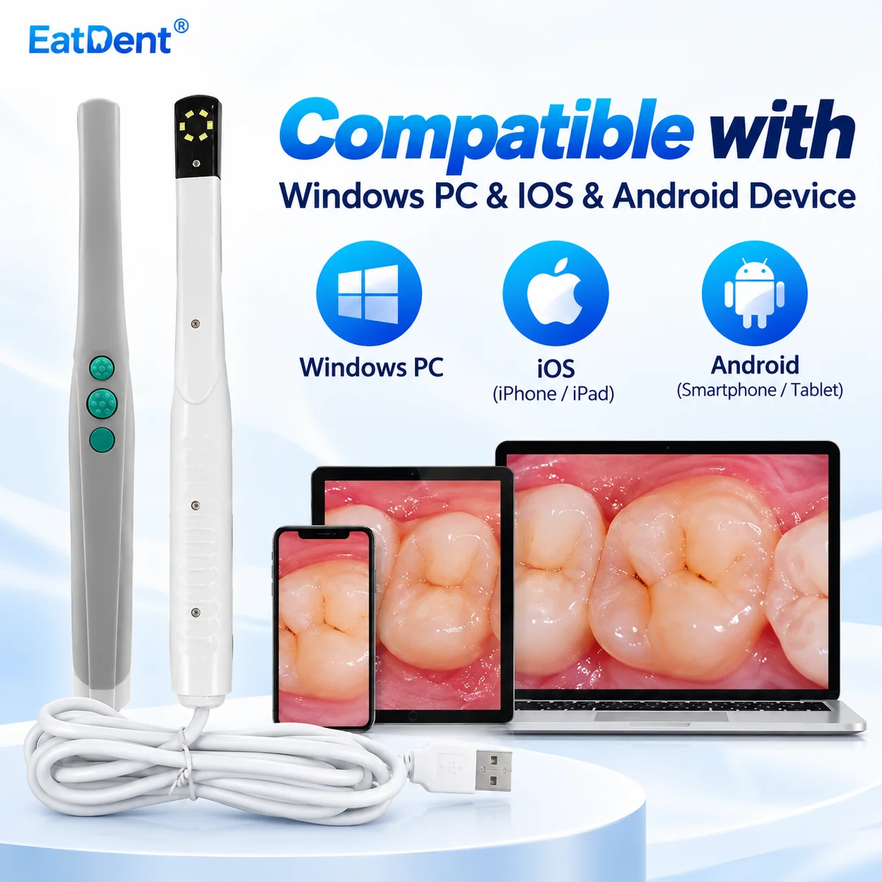 HD Dental Intraoral Camera Endoscope Portable USB 3.0 Digital Viewer 6 LED Light for Android Windows PC Visual Oral Inspect Tool