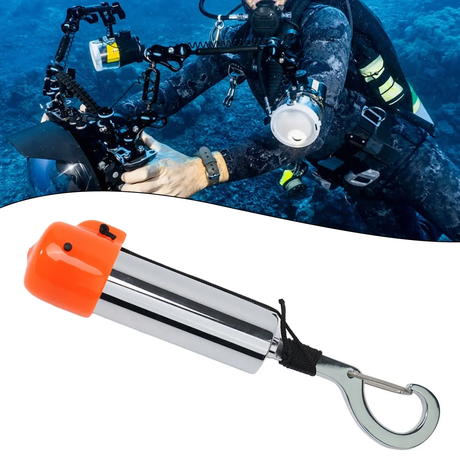 For Scuba Diving Safety Tank Rattle Stick Tech Cave Diving Noise Maker Signal Bell With Cap Underwater Diver Communication Stick