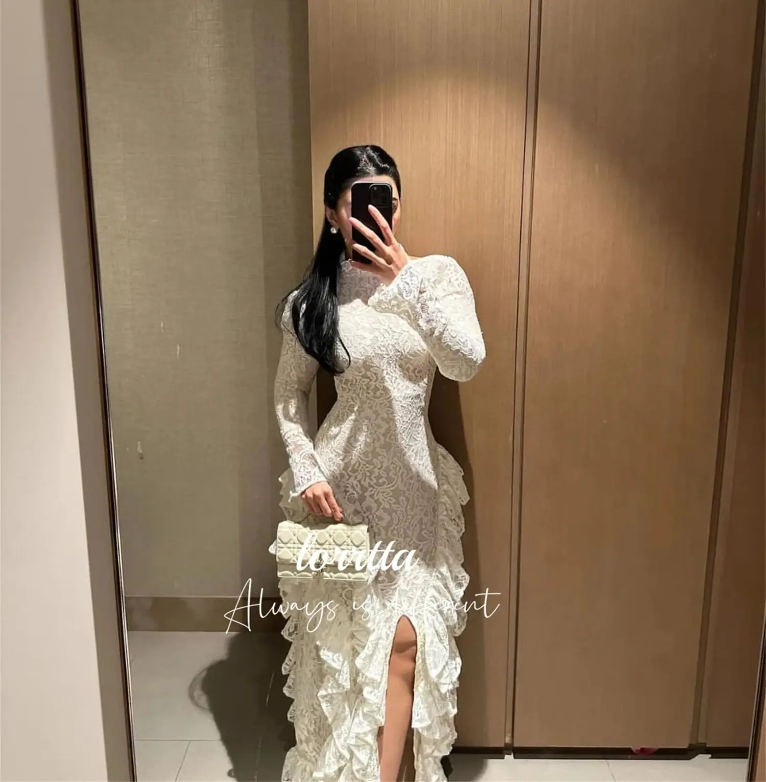 Lorrtta Special Occasion Dresses Long Sleeves Party Dress Lace Fishtail Cut Evening Robe Soiree Robes De Cocktail Customized