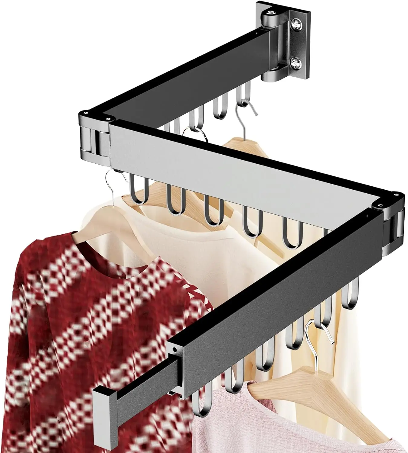 

Clothes Rack with Wheels Clothing Rack for Hanging Clothes 25.4mm Metal Garment Rack with Dense Mesh Storage Shelf 110 lb Load C