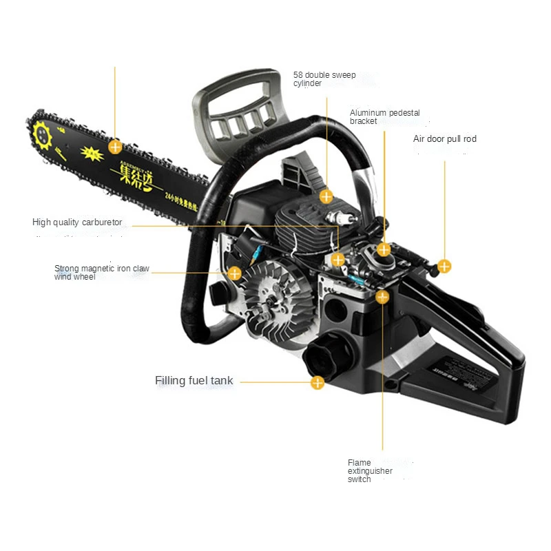 2026 8800W chainsaw logging saw high-power portable chain saw 20 inches chain saw gasoline saw logging multi-function