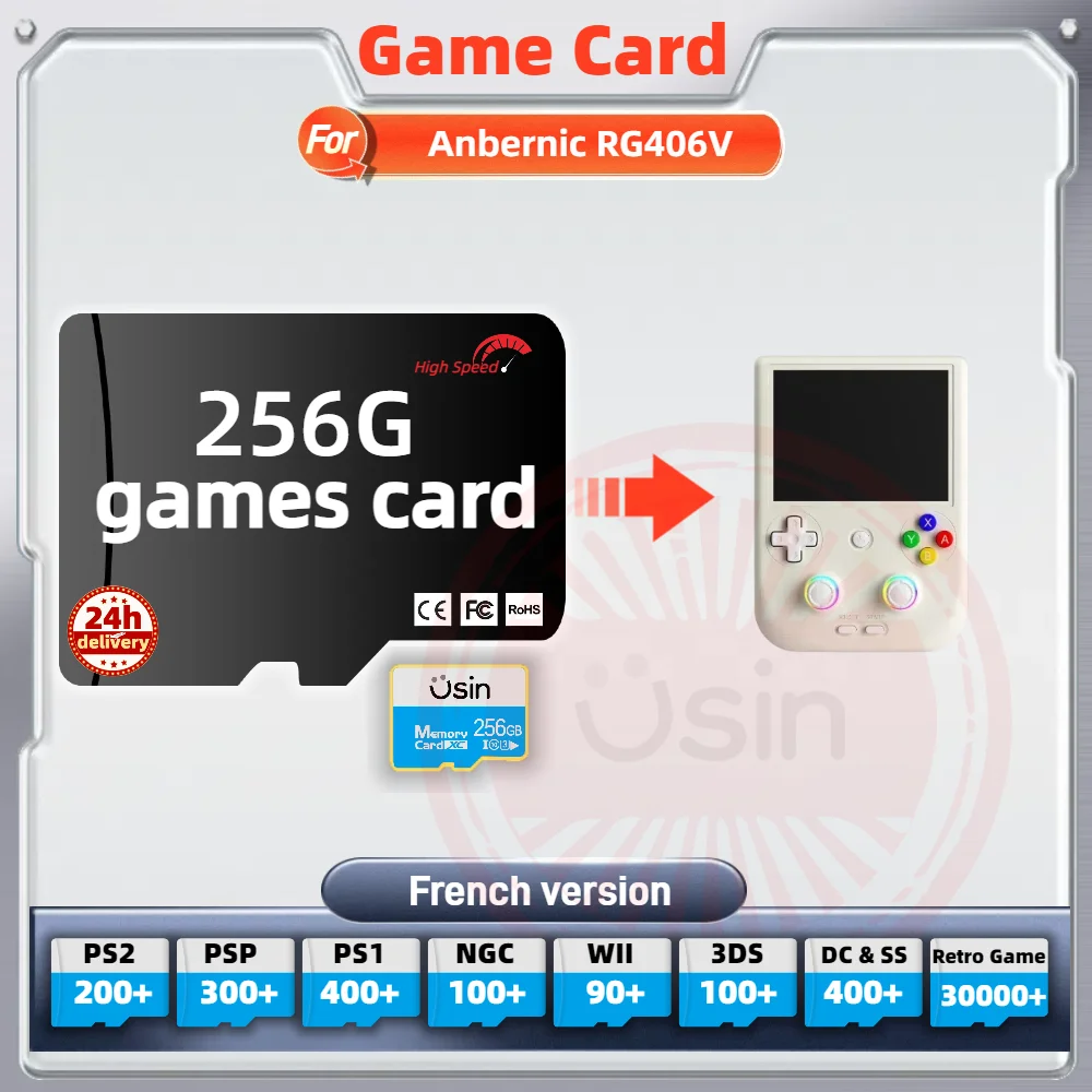 Memory Game Card For Anbernic RG406V RG556 French version Retro PS2 PSP Games Android Gaming portable Console SD TF H-SPEED 256G