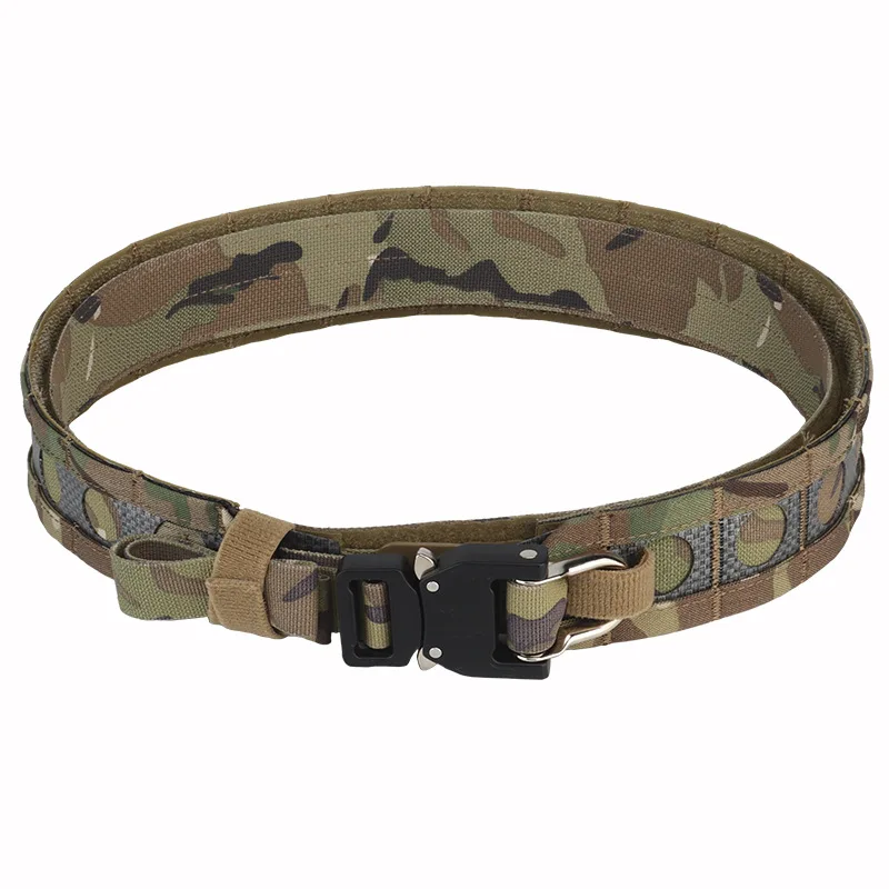 Tactical Bison Belt 2 Layer Quick Detach Metal Buckle Battle Belt Lightweight MOLLE Hunting Airsoft Waistband Equipment