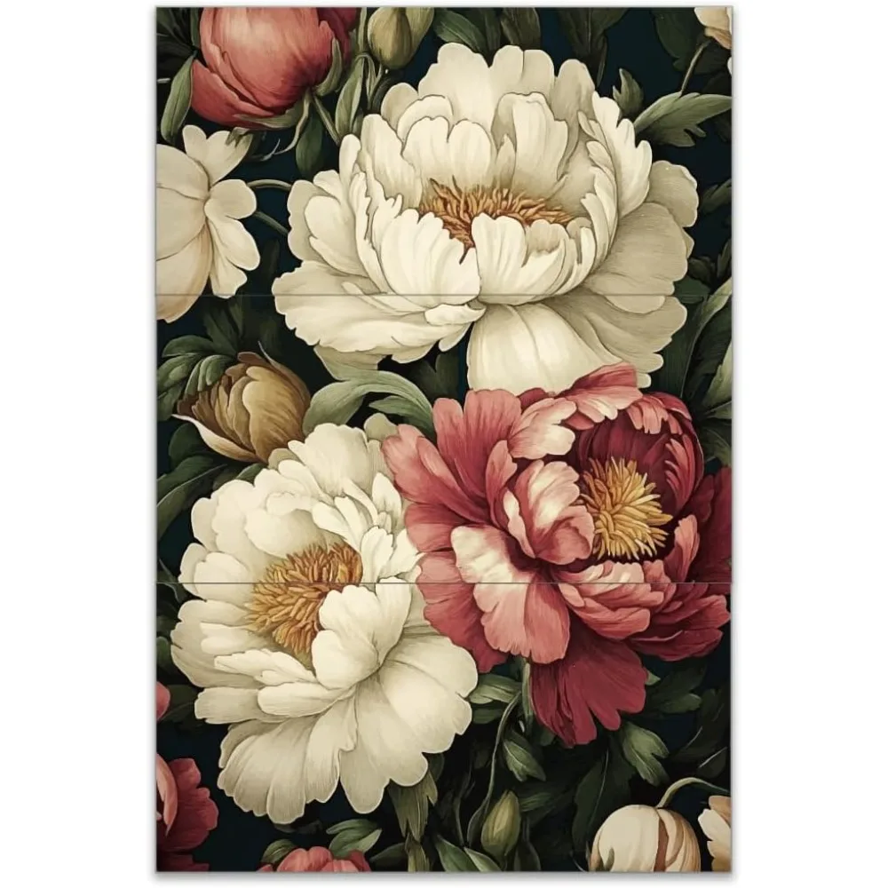 3pcs/Set September Peony Rub on Transfers for Furniture and Crafts 12x6 inch Peony Bush Furniture Decals Close-up making kit