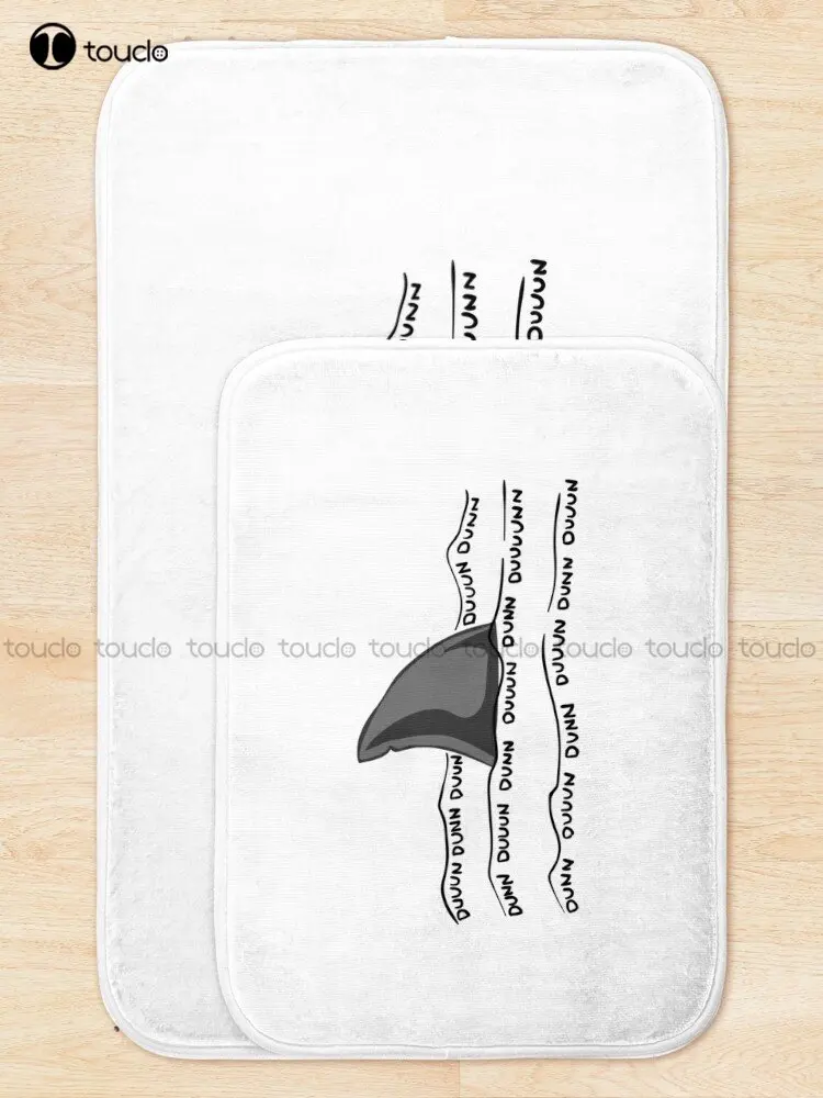 Jaws Funny Shark Melody Motif Bath Mat Grey Carpet