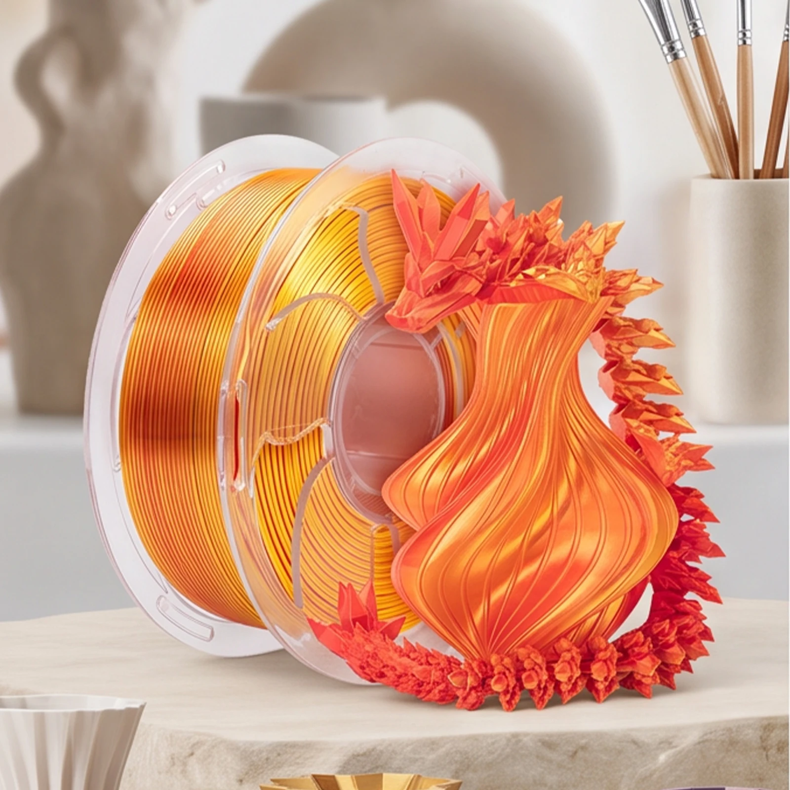 Gradient Bicolor PLA Filament 1.75mm Dual Color Silk Shiny FDM 3D Printer 250g Spool Low Warping Clog-free