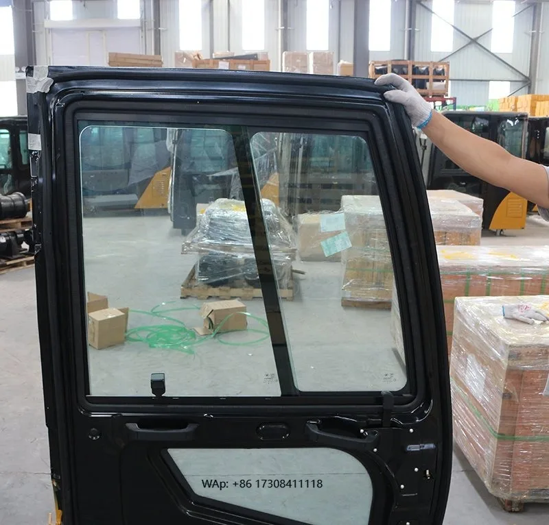 حفارة باب الكابينة أجزاء آلات البناء الأساسية حفارة المقصورة الزجاج