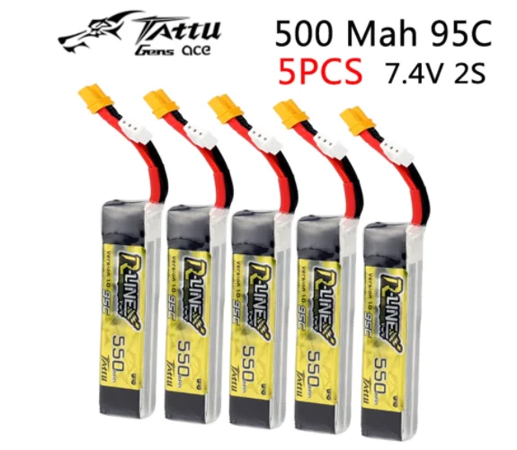 

Tattu R-Line 1.0 LiPo Rechargeable Battery 2S 3S1P 550mAh 95C 7.4V 11.1V Pack With XT30 Plug for RC FPV Racing Drone Quadcopte