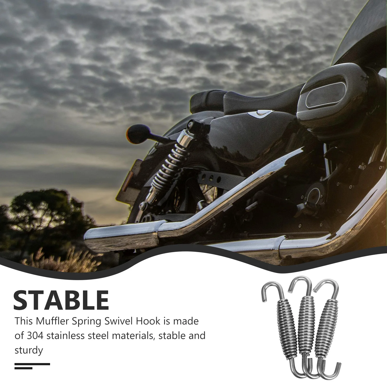 

3 Pcs 55mm Exhaust Pipe Accessories Durable Muffler Springs Swivel Hook Universal Motorcycle Parts Spring Hooks Stainless Steel