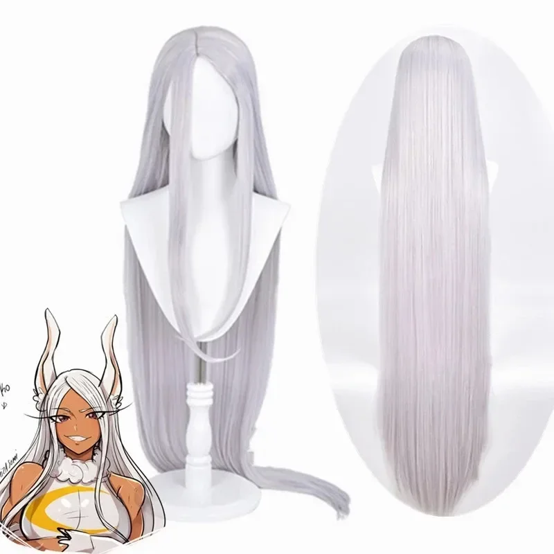 Coslan Miruko Cosplay My Hero Academia Cosplay Women Long Straight Silver Wig Cosplay Anime Cosplay Wig Heat Resistant Synthetic
