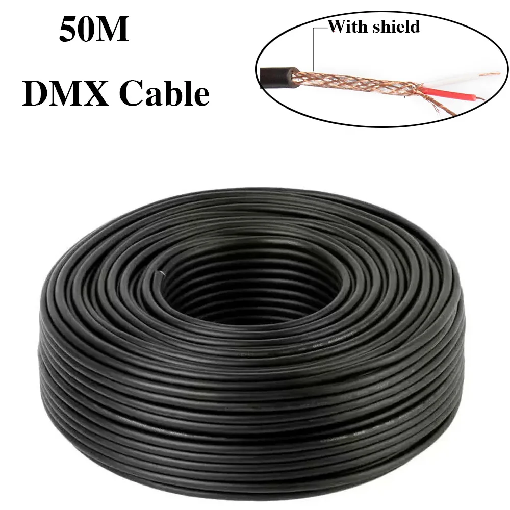 

50M DMX Cable Stage Lighting DMX512 Signal Transfer XLR Wire With Shield DIY DJ Accessories For LED Par Light Beam Moving Head