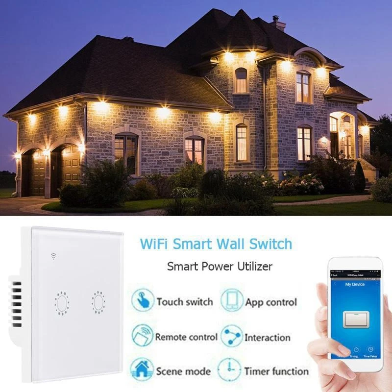 App Wifi Press Switch Roller Shutter Switch Blinds Curtain Switch Alexa -Black