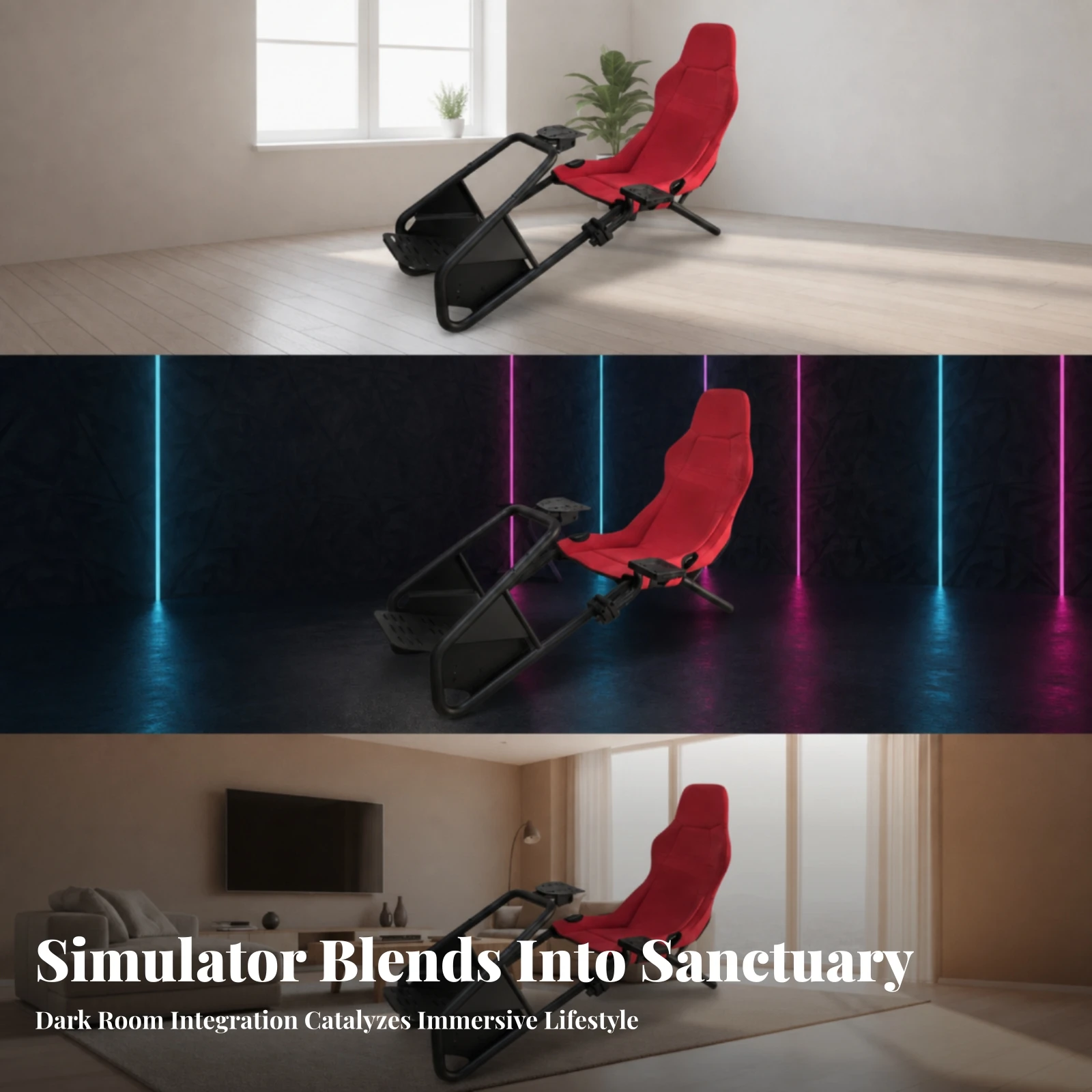 Sim Racing Cockpit with Seat Universal Sim Racing Wheel Stand with Seat Furniture Floor-Standing Matte Black for Gamers