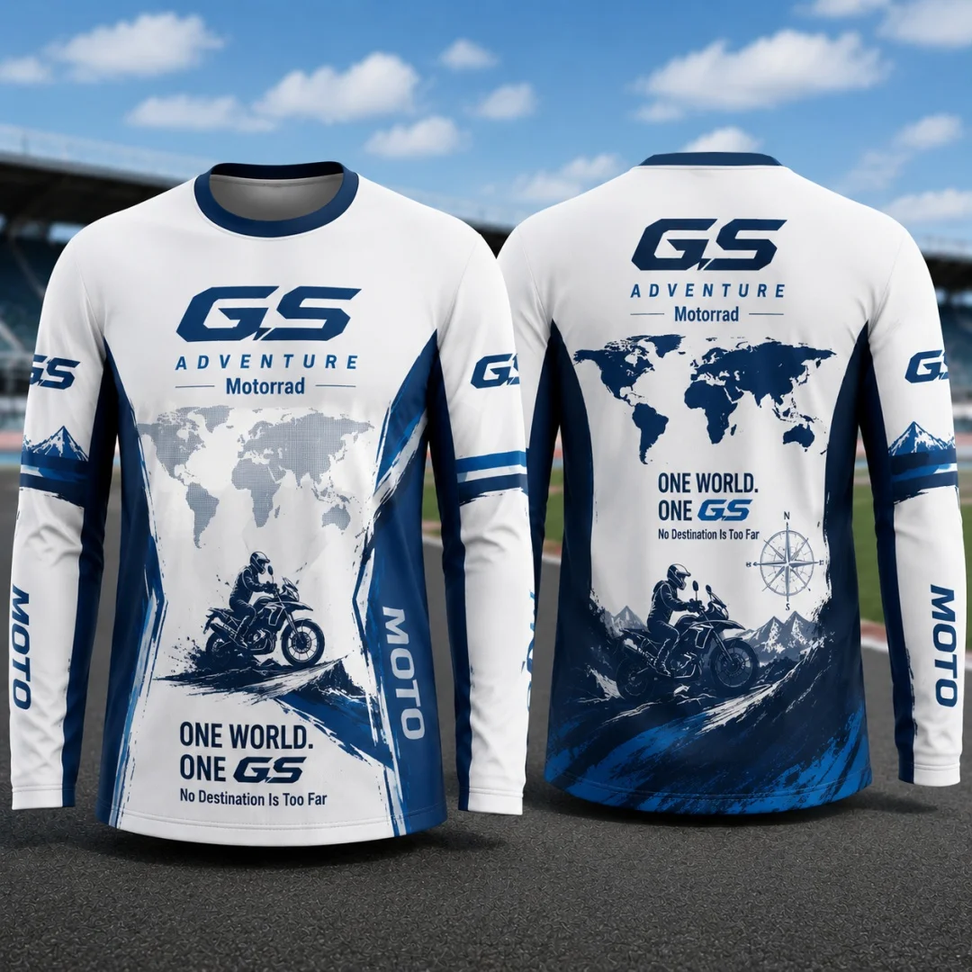 GS Adventure Motorrad Long Sleeve T‑Shirt Men Women Kids Motorcycle Adventure Mountain Graphic Tee Casual Moto Biker Riding Tops
