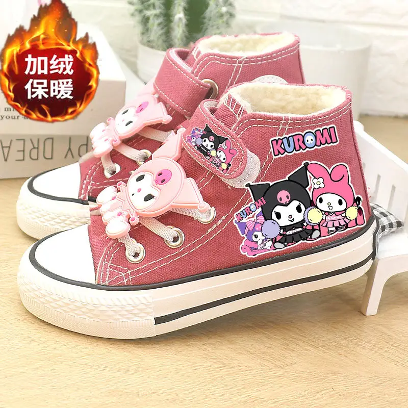 Sanrio Kuromi Snow Boots Girl Martin Boots Hot My Melody Hello Kitty Kawaii Children Winter Style Cartoon Boots Princess Gift