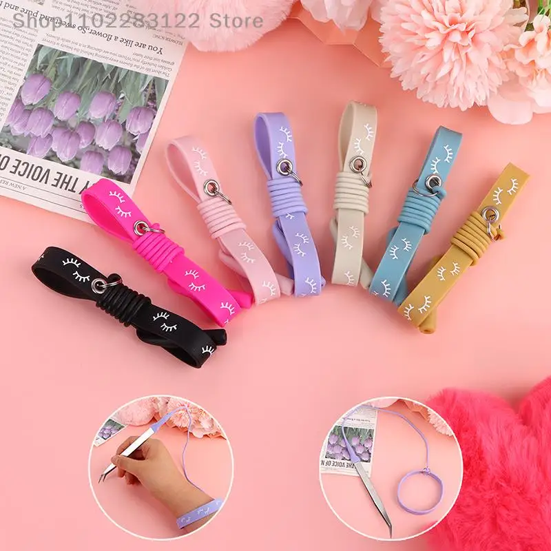 Silica Gel Wrist Strap Silicone Grafting Eyelash Tweezers Bracelet Makeup Tool For Girl