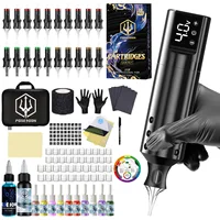 Kit de tatuaje POSEIDON V5, Kit de pluma de tatuaje con aguja para maquillaje permanente, Kit de máquina de tatuaje, Kit de pistola de tatuaje negra ligera