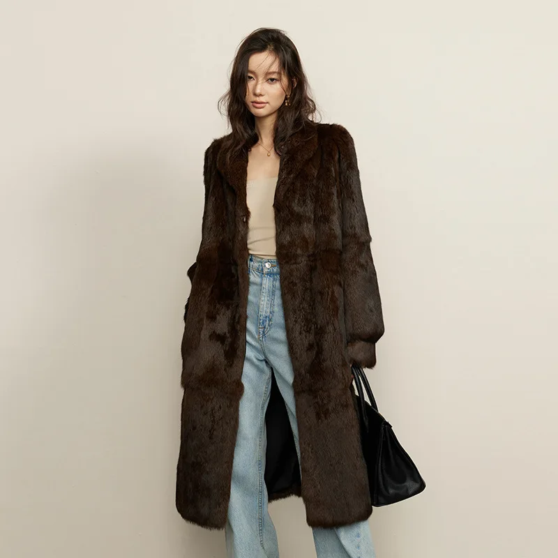 Maillard green fruit collar medieval rabbit fur coat women's  long winter  women teddy coat  agasalho longo  abrigo mujer