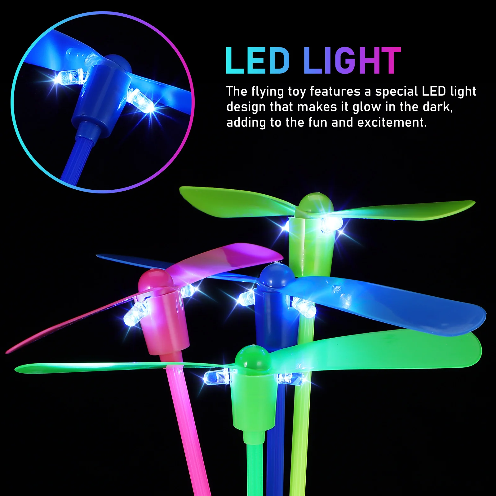 

24 Pcs Glowing Bamboo Dragonfly Outdoor Toys for Kids Party Favor Flying Boys Small Helicopter Portable Bulk