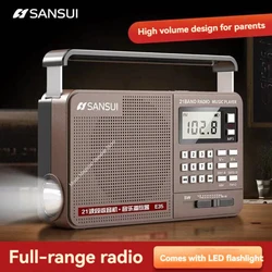 FM/AM/SW Full Band Radio Bluetooth Digital Retro Radio Hifi Portable U-Disk USB/TF/Mp3 Music Player Speaker Bass LED Flashlight