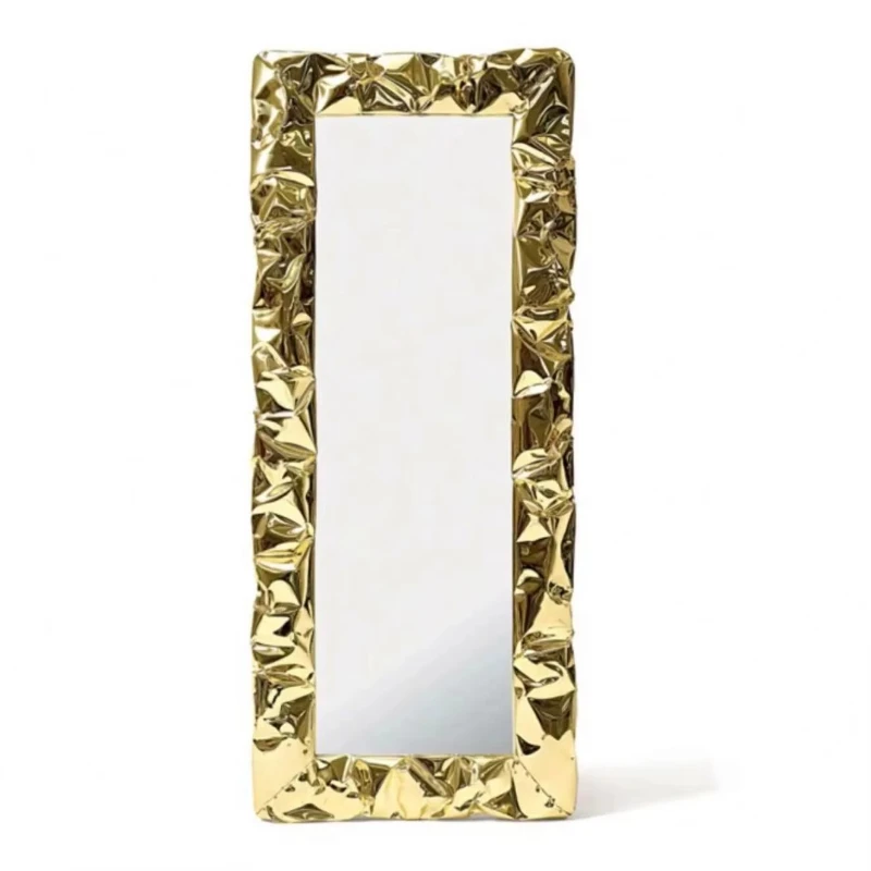 

Italian design vanity mirror European home full body gold metal long mirror suitable for living room and bedroom