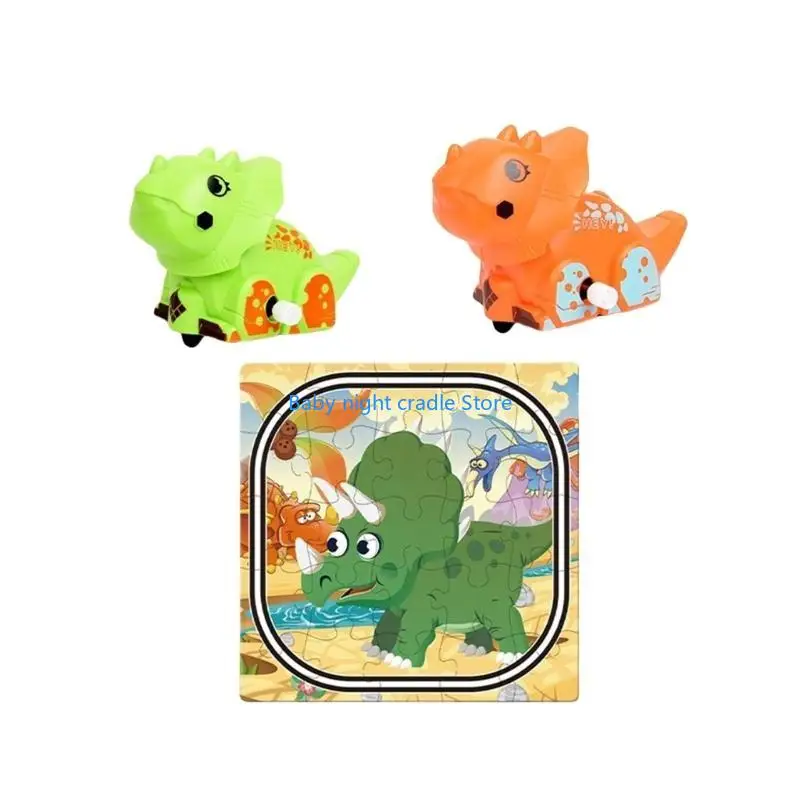 

J2FF Dinosaur Puzzle Windup Track Adventure Playset for Toddlers Fun Learning Toy