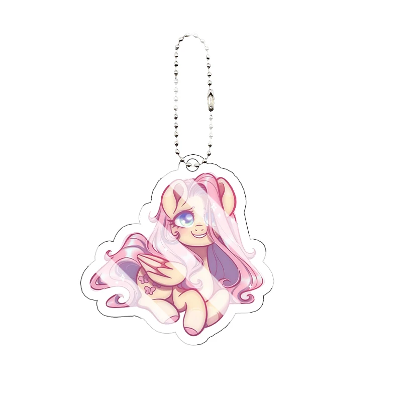 Fluttershy Acryl-Schlüsselanhänger Niedlicher Anime-Cartoon-Charakter Anhänger für Rucksack Schlüsselring Taschendekoration Geschenk – Detail 14