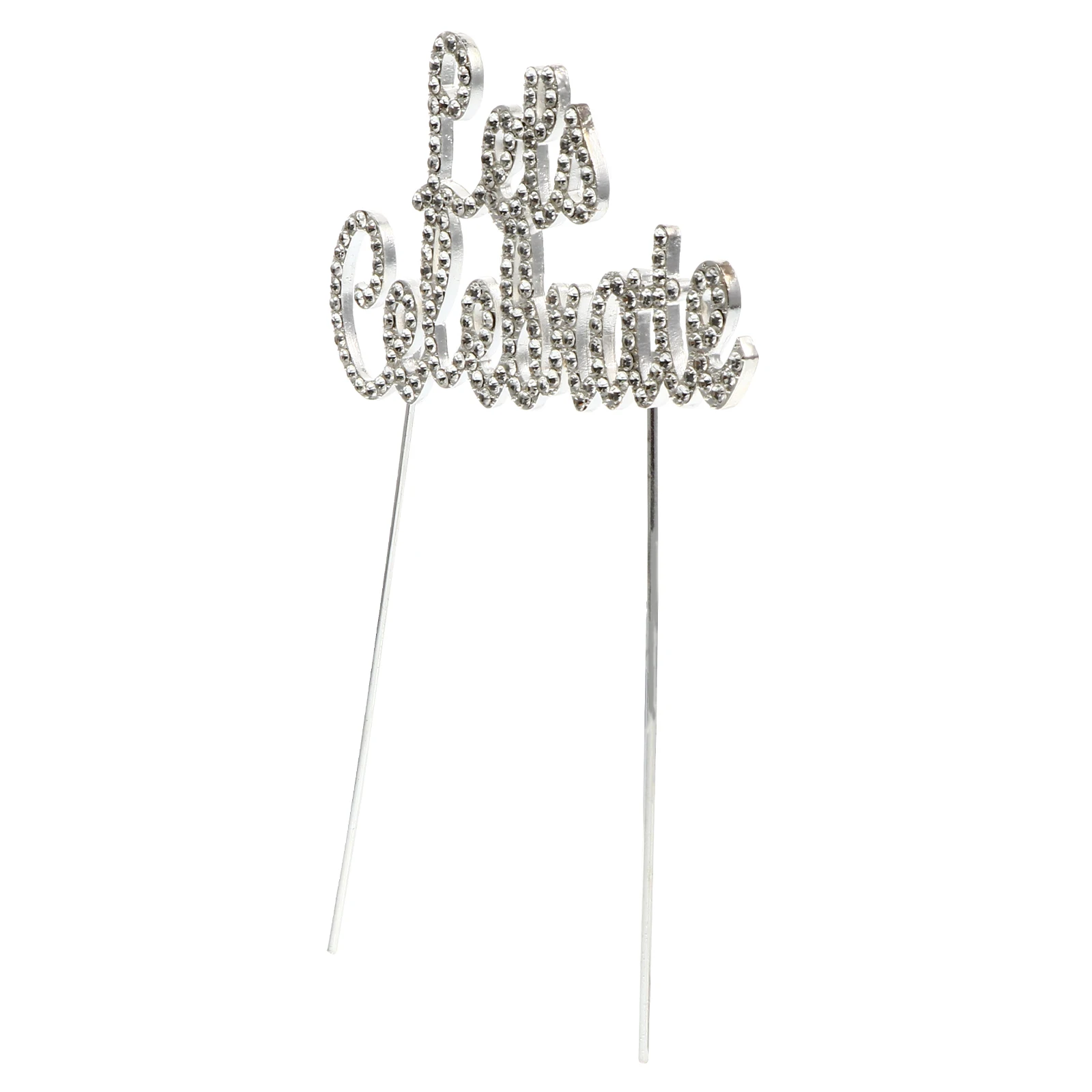 

Rhinestone Studded Cake Toppers Silver Dessert Picks Birthday Wedding Party Supplies Lightweight Creative Letters Modeling