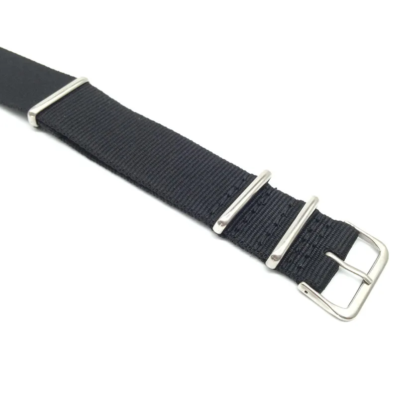 Schwarzes Nylonarmband für 16 mm 18 mm 20 mm 22 mm 24 mm Uhren, Militärstoff, gewebtes Nylonarmband – Detail 4