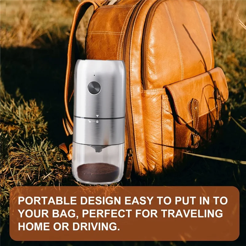 

ABRW-Portable Electric Burr Coffee Grinder, Small Electric Rechargeable Mini Coffee Grinder With Multiple Grinding Settings