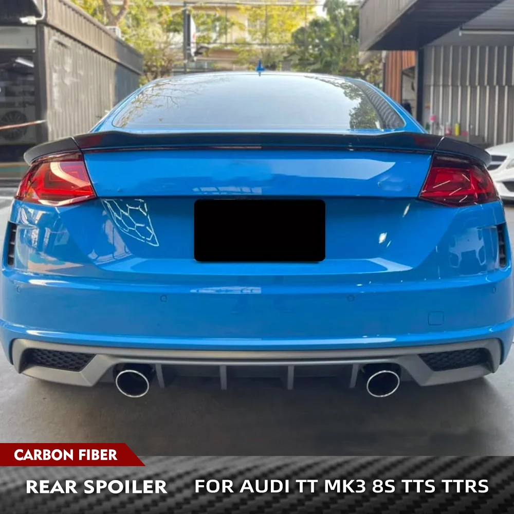 Car Rear Trunk Racing Spoiler Boot Wing Lip for Audi TT MK3 8S TTS TTRS 2 Door 2015-2020  Carbon Fiber Rear Trunk Lip Spoiler