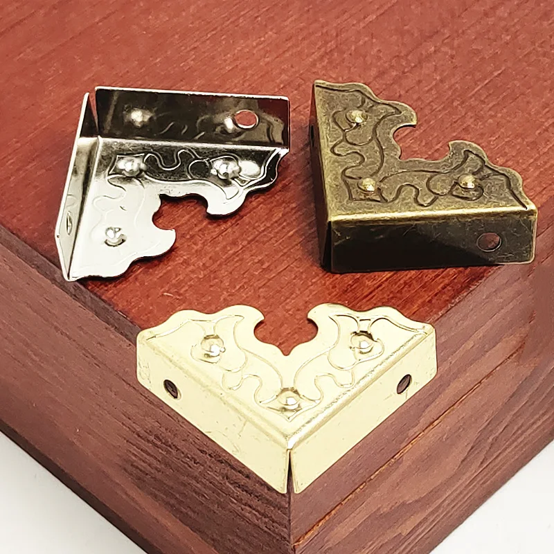 8pcs/Lot 25mm Box Corner Antique Flower Pattern Carved Corner Protector For Jewelry Box Brackets Decorative For Wooden Case