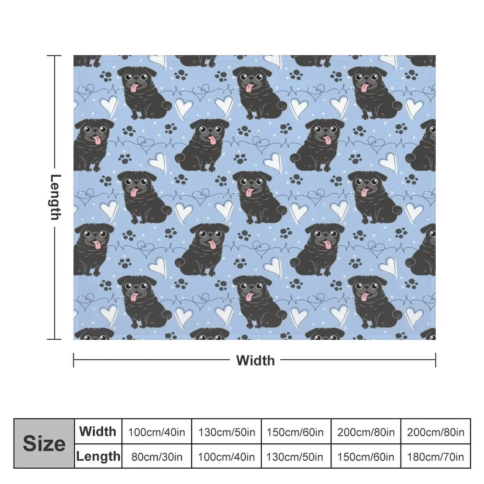 LOVE Black Pug Throw Blanket Thins Winter beds For Sofa Thin Blankets