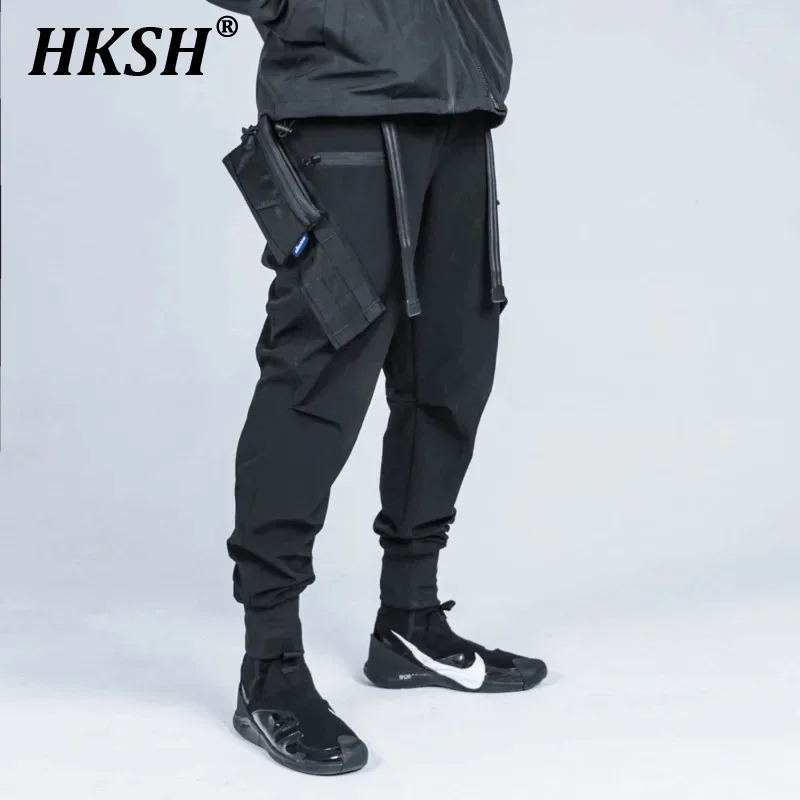 HKSH Spring New Men\'s Tide Punk Cargo Pants Safari Style Leggings Overalls Trendy Techwear Chic Streetwear Bags Trousers HK2001