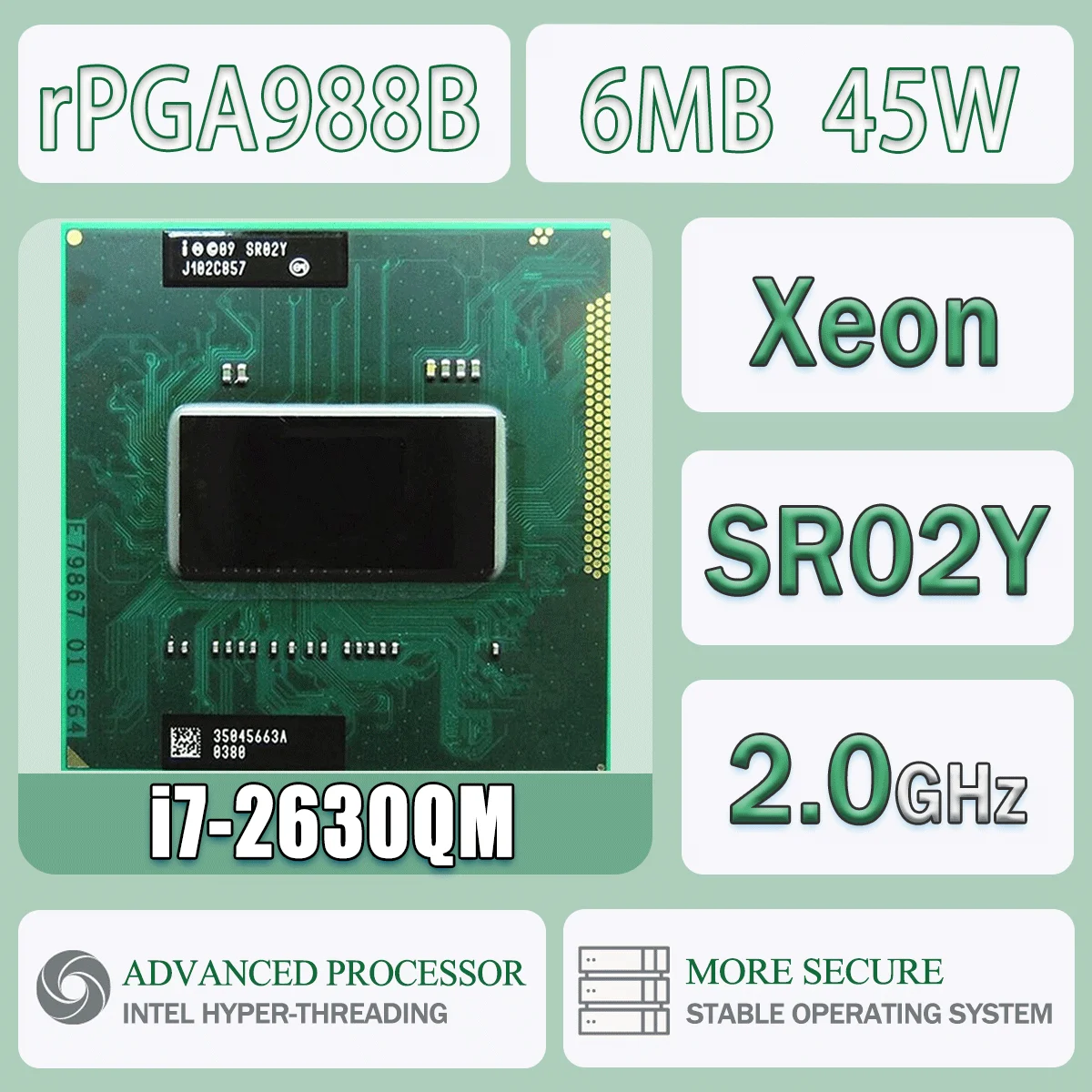 Intel Core I7-2630QM 2,0 GHz 6M 45W I7 2630QM ordenador CPU procesador servidor Socket G2/RPGA988B procesador de ordenador portátil SR02Y