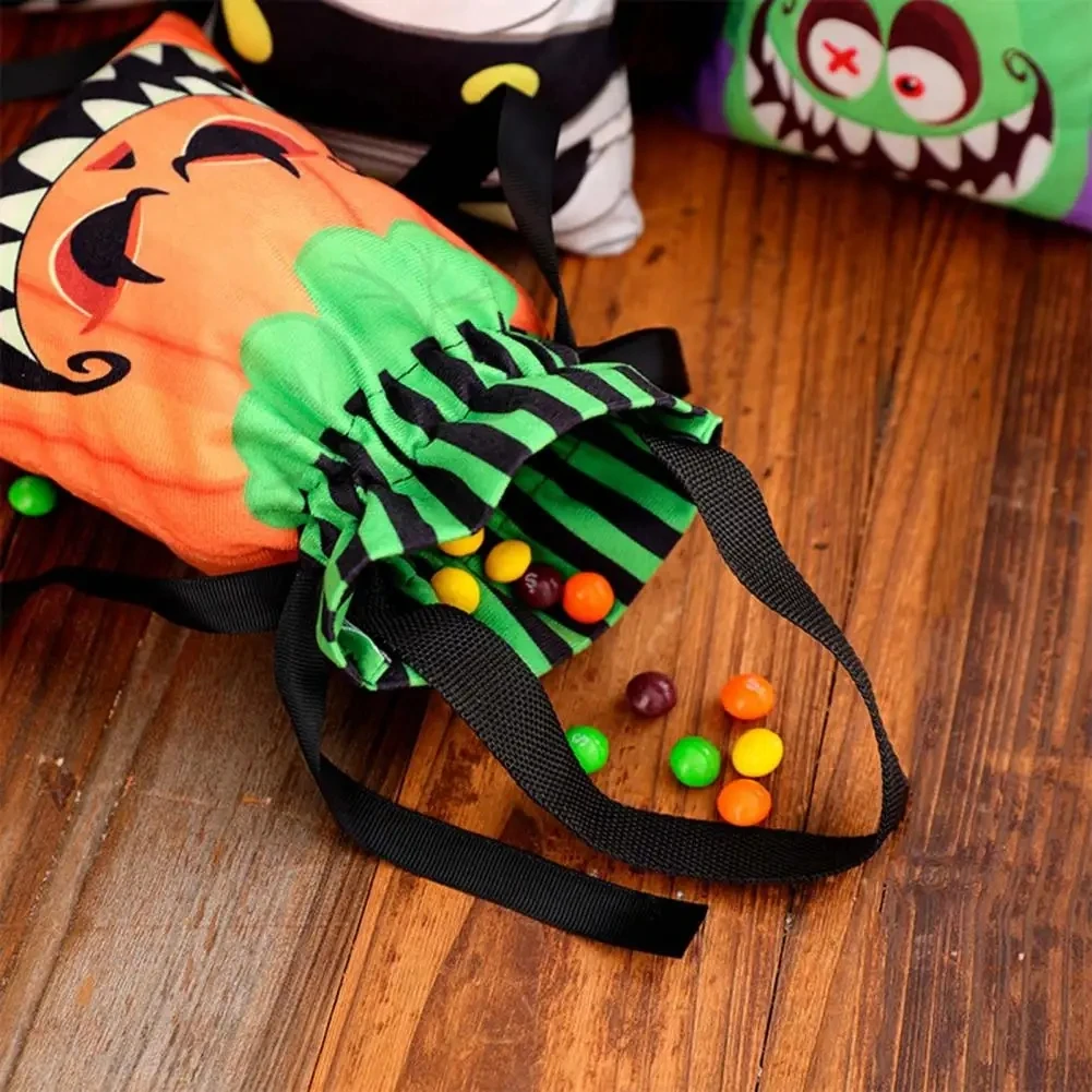 Halloween Treat Bags for Kids Halloween Candy Bag Pumpkin Ghost Face Goodie Bags Drawstring Treat Bags for Kids for Trick