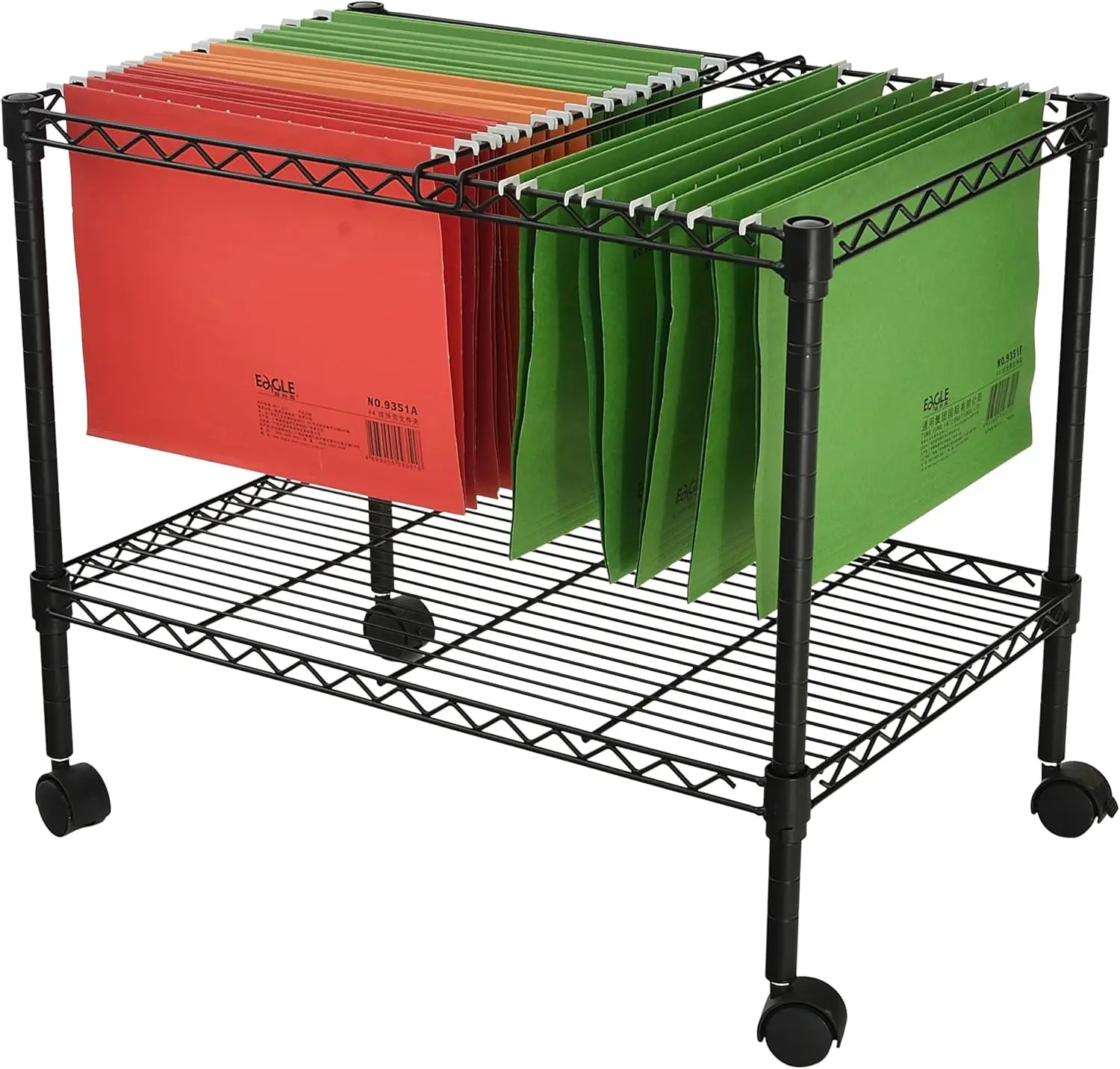 

Premium 1-Tier Metal Rolling File Cart for Letter Size and Legal Size Folder, Black