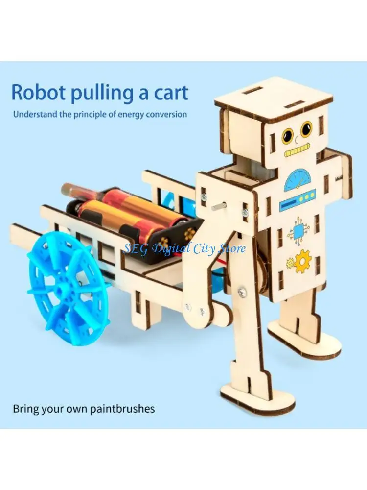 U75B Creative STEM Wooden Electric Trolley Craft Set For Kids Hands On Learning