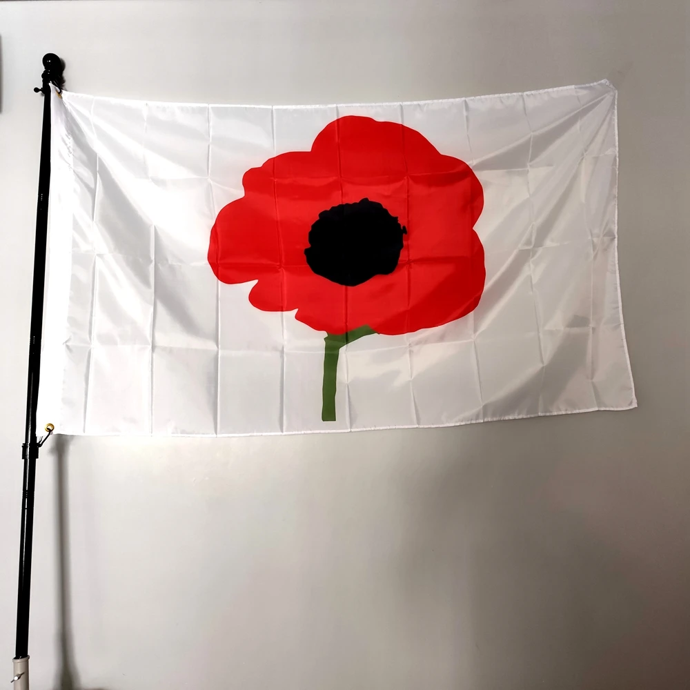 

Poppy Flag Remembrance Day 5x3ft/90x150cm Polyester Banner for Home Decor, Outdoor Memorial Events & Veterans Day Display