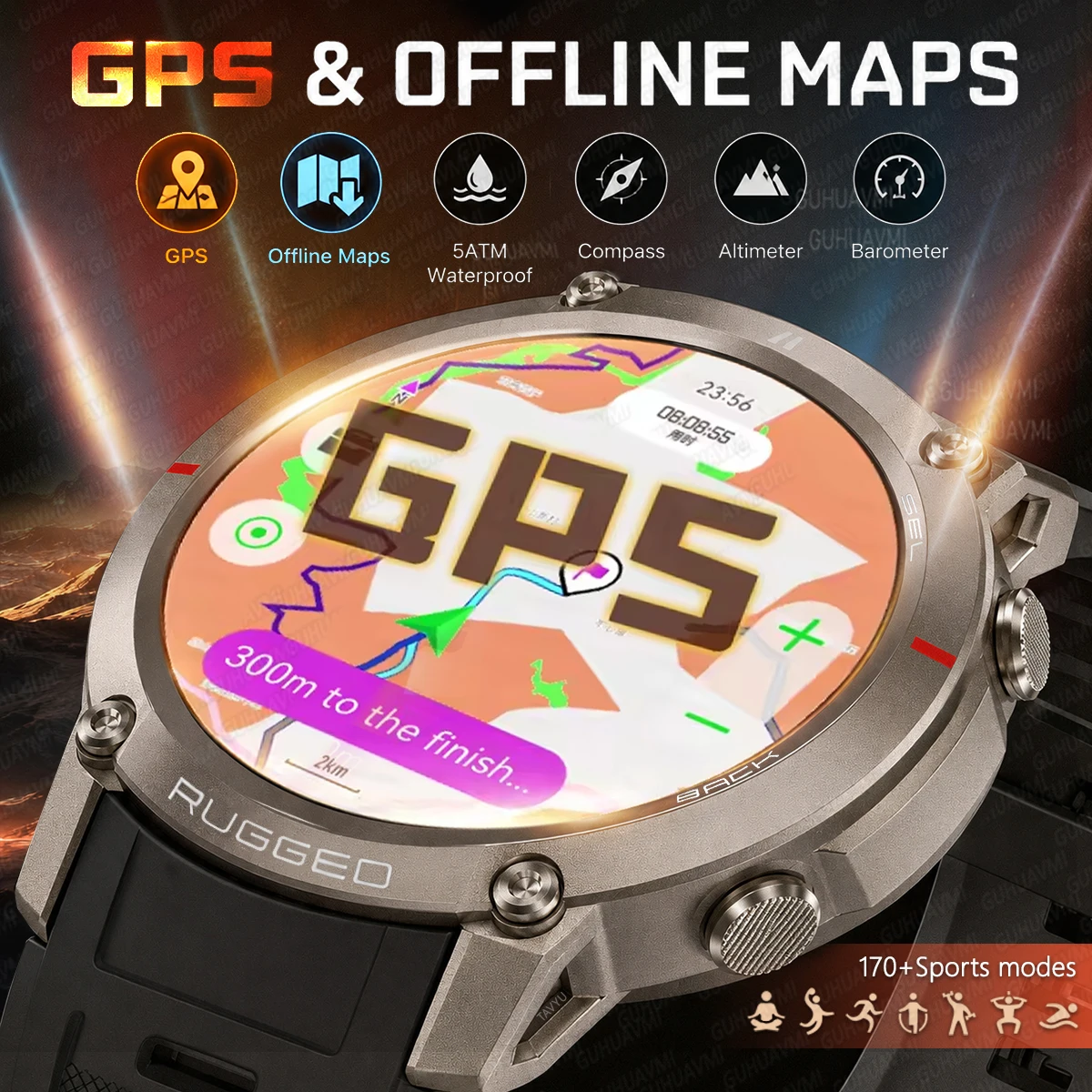 2026 New Outdoor Offline Map SmartWatch Men GPS Satellite 1.43“AMOLED Screen Barometer 5ATM Call Blood Oxygen Sport Sturdy Watch