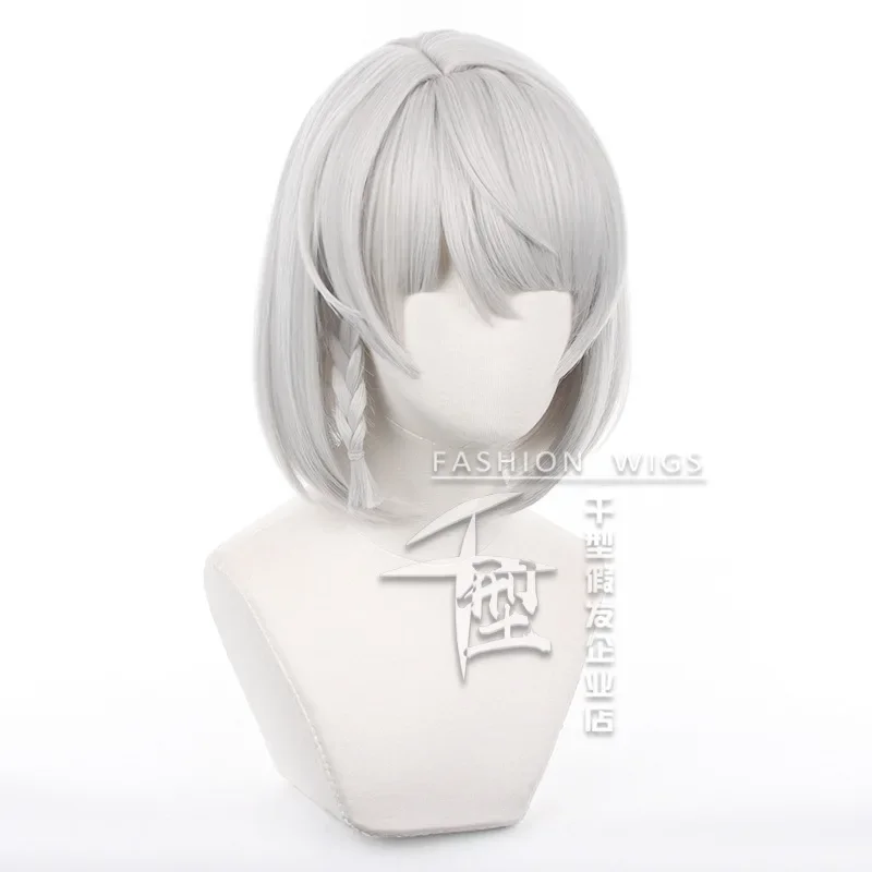 Anby Demara Cosplay Wig Game Zenless Zone Zero 32cm Short Straight Silver White Heat Resistant Synthetic Halloween Party Wigs