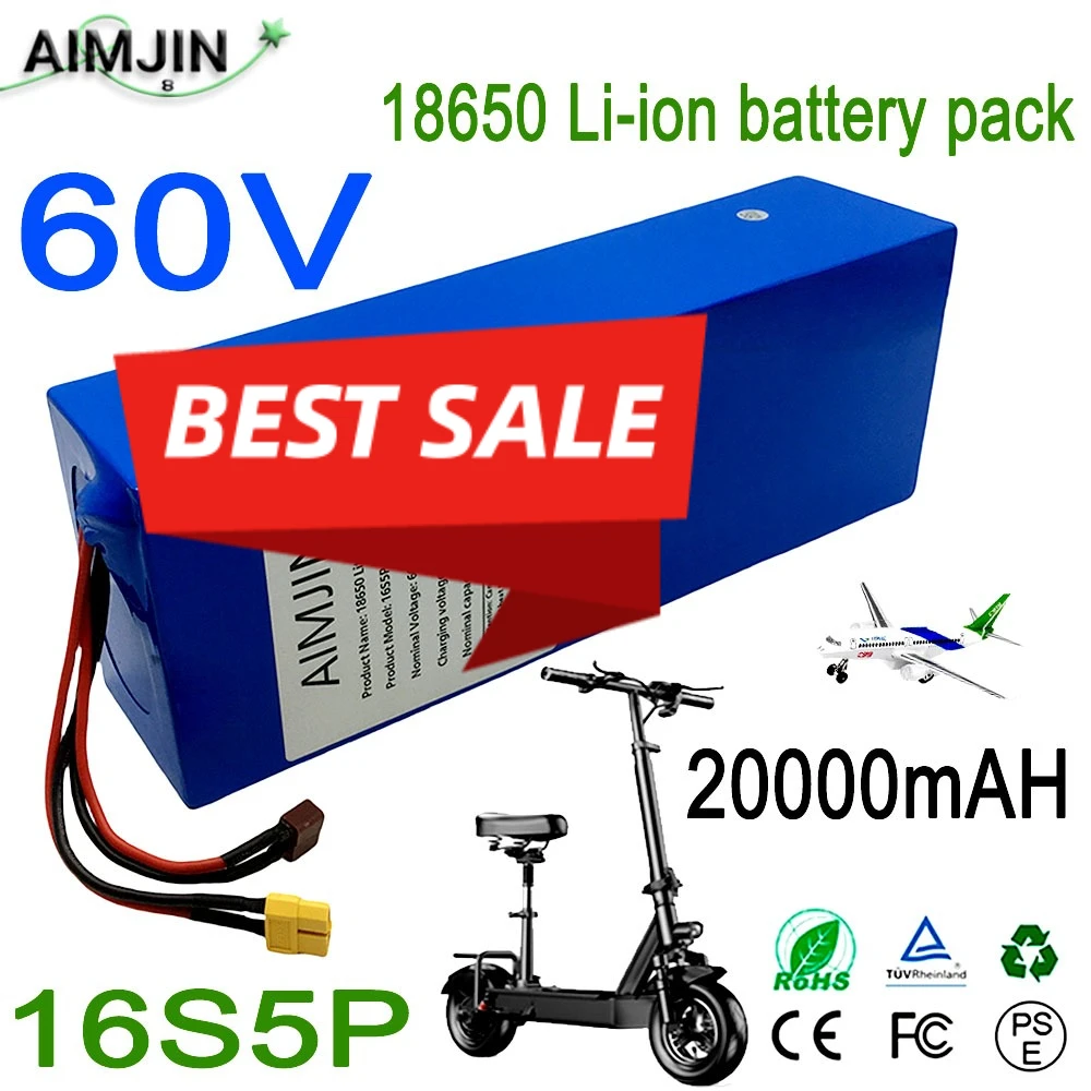 

Scooter With built-in BMS 16S5P 60V 20Ah 2000W high-power Li-ion battery pack for Motorcycle,Bicycle MotorReplace battery