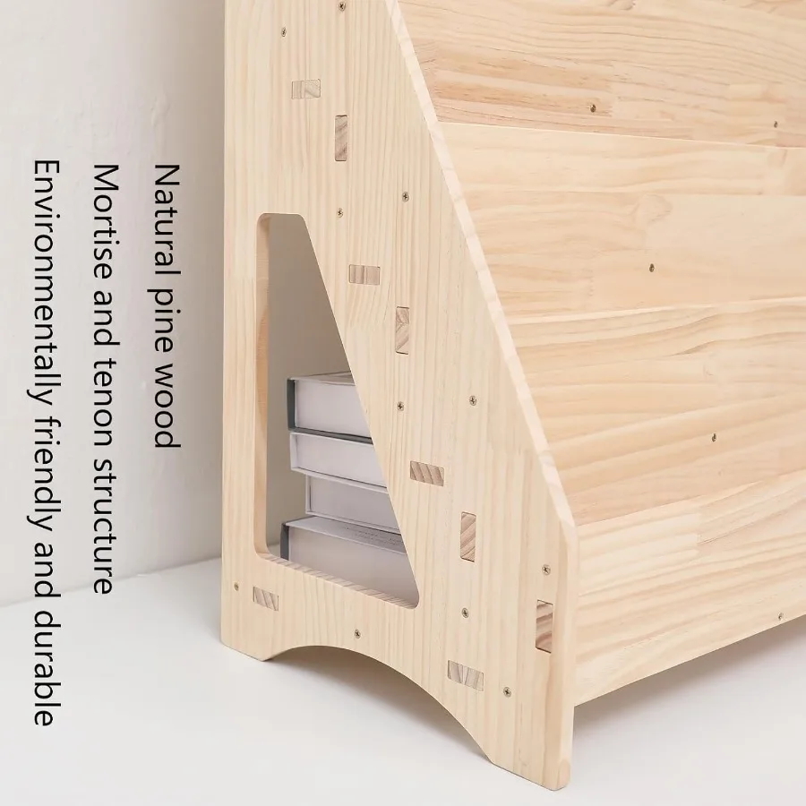 Montessori Toddler Book Shelf Organizer Single Sided Book Rack Display with Toy Storage for Baby Classroom Bookshelf Room Bookc