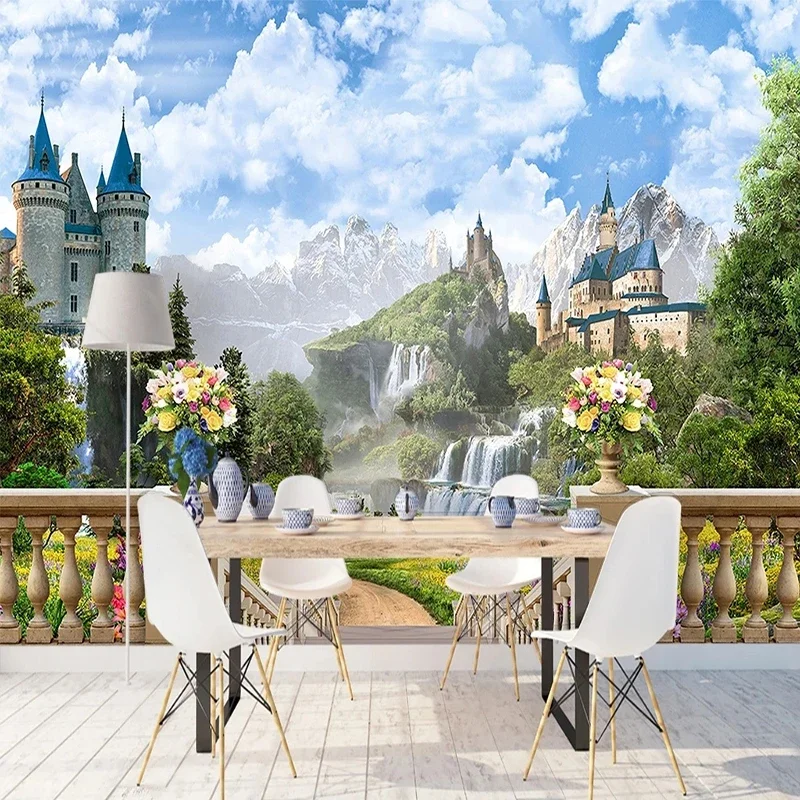 

Custom Any Size European Style Ancient Castle Landscape 3D Mural Wallpaper Living Room TV Background Wall Home Decor Stickers