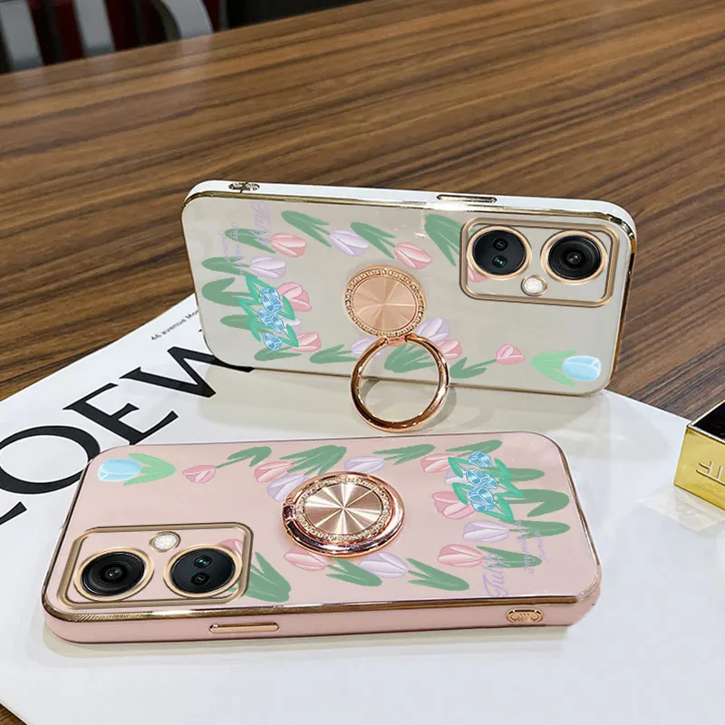مجوهرات حزام الحبل لطيف لطيف توليب حامل هاتف الحال بالنسبة Oneplus 9 9r 8T 10 Ace 11 11R 12 Pro Ace 2b 2 3 3 فولت حامل غطاء