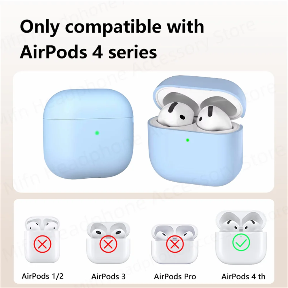 ﻿ headset case For 2024 New Apple AirPods 4 Soft Silicone Protect Cover Solid color silicone earphone cover for Airpods 4 USB C