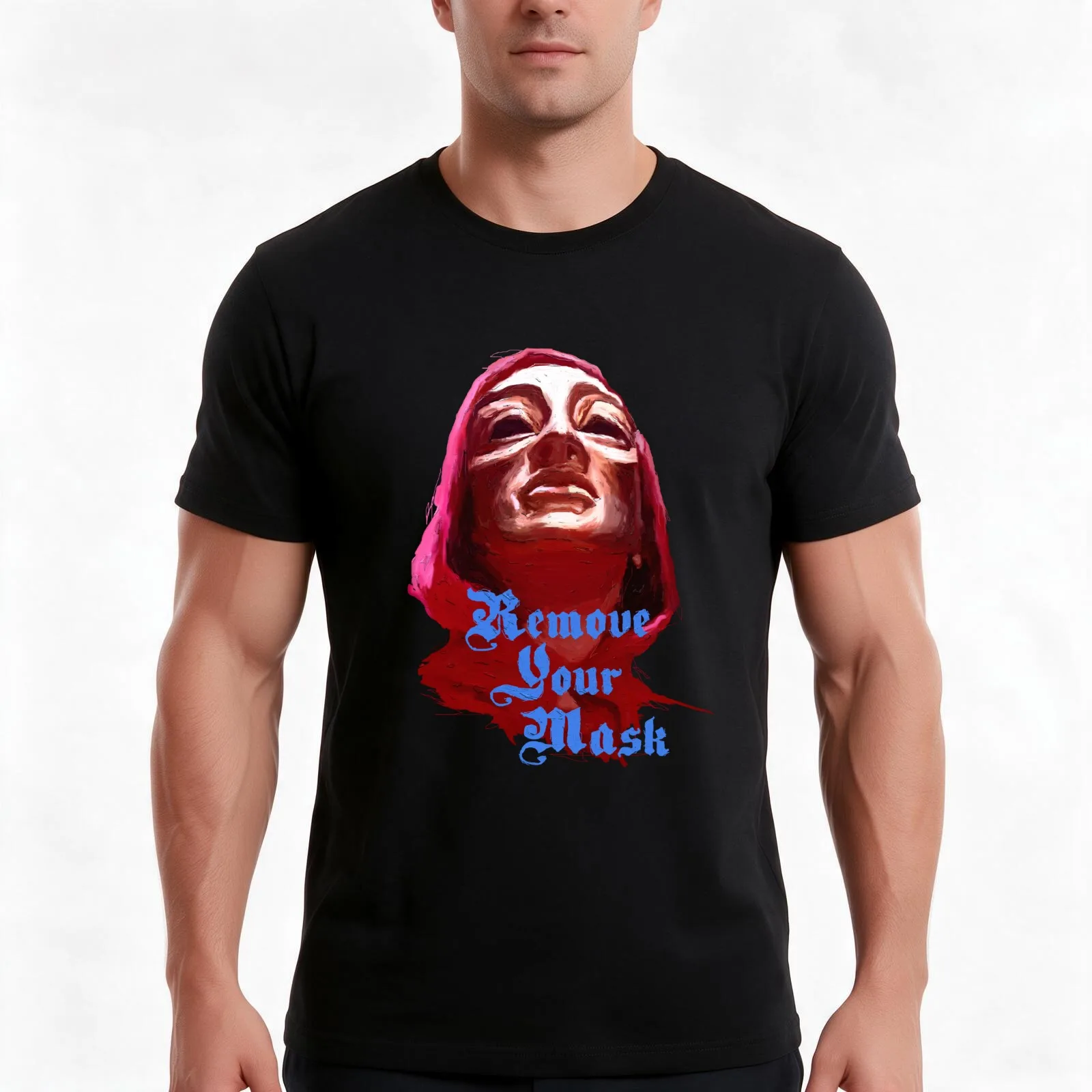 Remove Your Mask T-Shirt, Summer Casual Cotton Tee, Oversized Streetwear Tops, Vintage Graphic Print, Loose Fit Short Sleeve