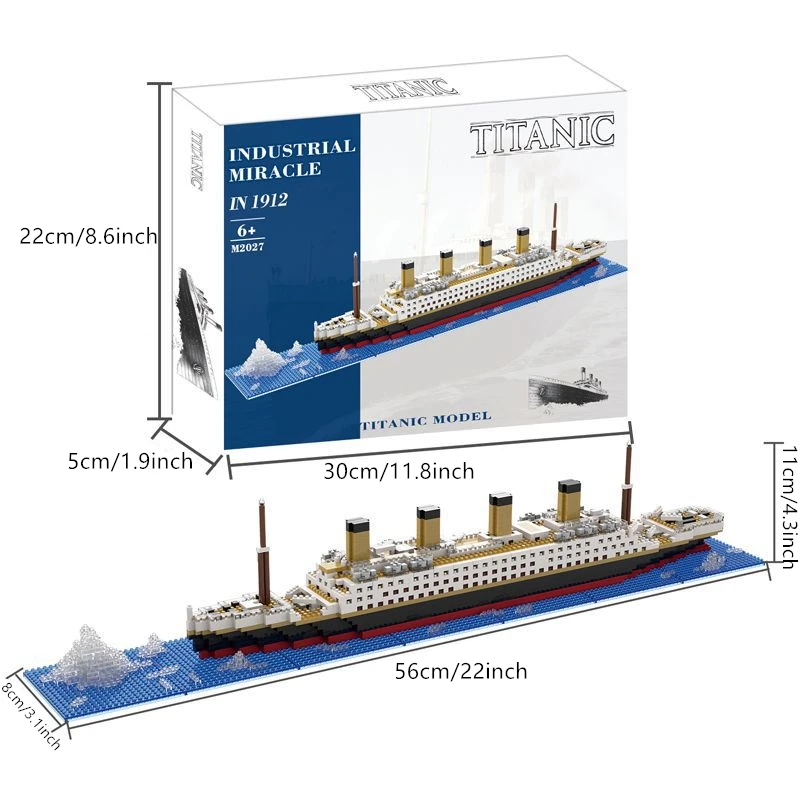 Titanic Creative Luxury Iceberg Cruise Ship Boat Wreck Set City DIY Model Building Blocks Bricks Toys For Children Adult Gift