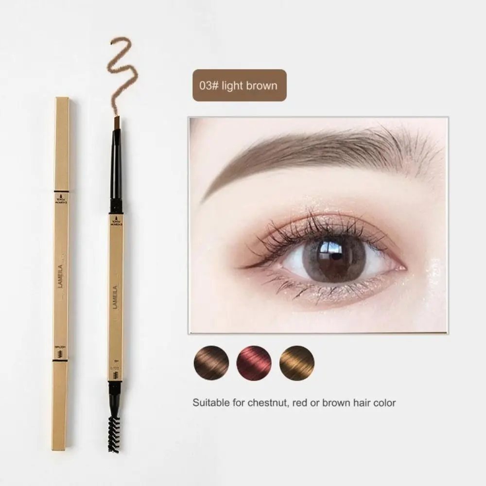 Double Head Eyebrow Pencil With Brush Waterproof Sweatproof Eyebrow Powder Smooth Eyebrow Pen