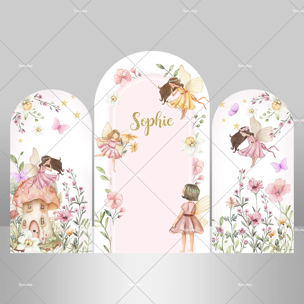 الجنية الفطر زهرة الفراشة الفتيات قوس خلفية غطاء للفتيات استحمام الطفل الوليد 1st عيد ميلاد حزب صور الخلفيات